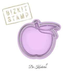 2-delige koekstempel met uitsteker van een appel, waarmee je een imprint kan maken in koekjesdeeg, fondant of boterhammen.