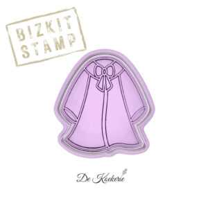 2-delige koekstempel met uitsteker van een toga waarmee je een imprint kan maken in koekjesdeeg, fondant of boterhammen.