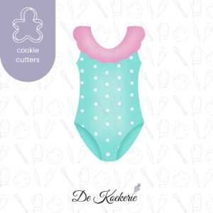 Productafbeelding van een koekuitsteker in de vorm van een zomers badpak met een kraag van ruffles.