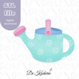 Productafbeelding van een STL bestand van een koekuitsteker in de vorm van een gietertje. Met een STL bestand kan je thuis op je 3D printer dit leuke koekvormpje printen.