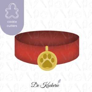 Product afbeelding van een koekjes uitsteker in de vorm van een halsband voor honden en katten.